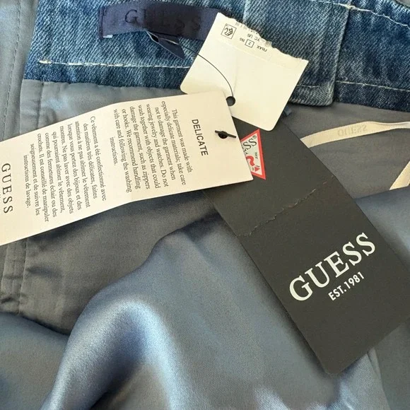 Guess NWT Elsie Tweed‎ and Denim Mini Dress Sleeveless Blue Size M